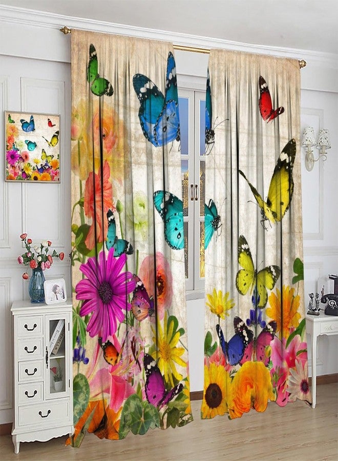 KANEPE Butterfly Curtains, Retro Textured Old Paper Beautiful Butterflies Window Treatments, Rod Pocket Thermal Insulated Drapes 2 Panel Sets for Bedroom Living Room, 42" W X 45" L【Decor】 - Image 5